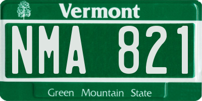VT license plate NMA821