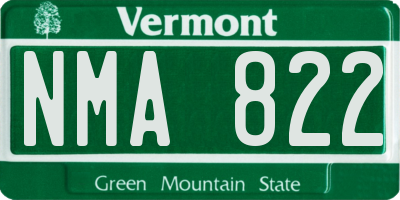 VT license plate NMA822