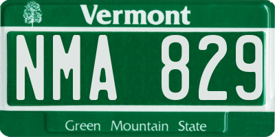 VT license plate NMA829