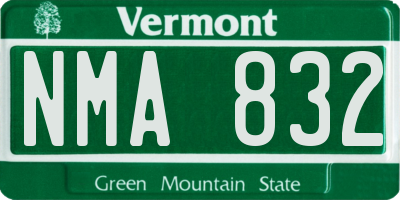 VT license plate NMA832