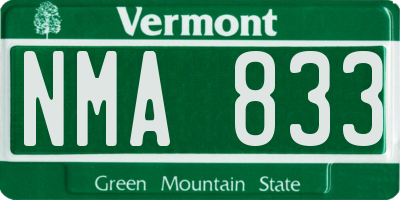 VT license plate NMA833