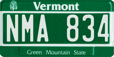 VT license plate NMA834