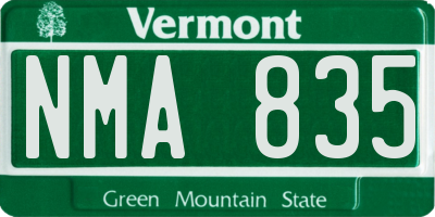 VT license plate NMA835