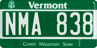 VT license plate NMA838