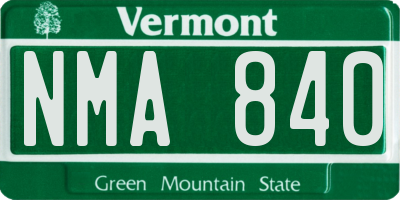 VT license plate NMA840