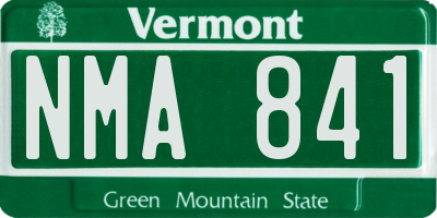 VT license plate NMA841