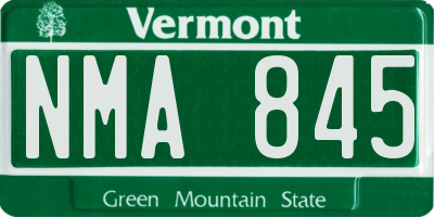 VT license plate NMA845