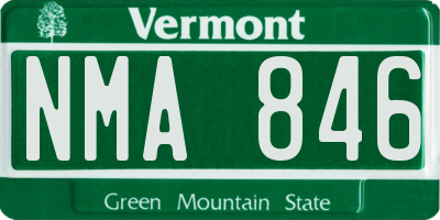 VT license plate NMA846
