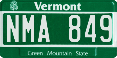VT license plate NMA849