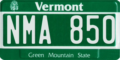 VT license plate NMA850
