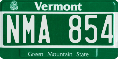 VT license plate NMA854