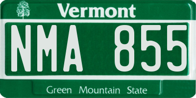 VT license plate NMA855
