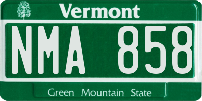VT license plate NMA858
