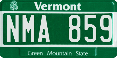 VT license plate NMA859