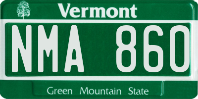 VT license plate NMA860