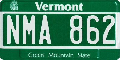 VT license plate NMA862