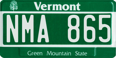 VT license plate NMA865