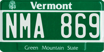 VT license plate NMA869