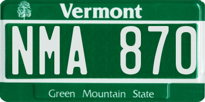 VT license plate NMA870