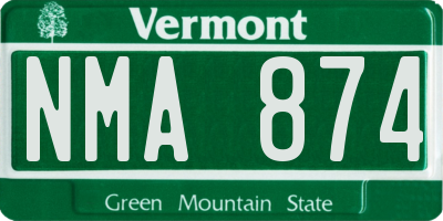 VT license plate NMA874