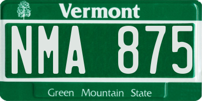 VT license plate NMA875