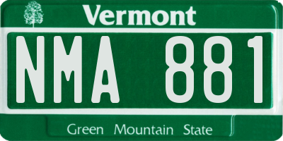 VT license plate NMA881