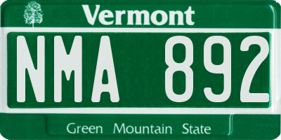 VT license plate NMA892