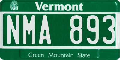 VT license plate NMA893