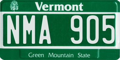 VT license plate NMA905