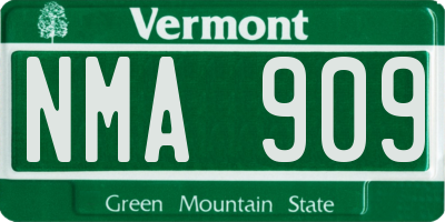 VT license plate NMA909