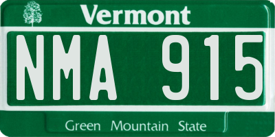 VT license plate NMA915