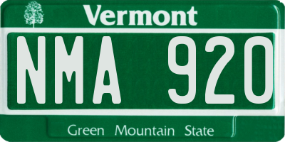 VT license plate NMA920