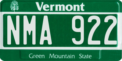 VT license plate NMA922