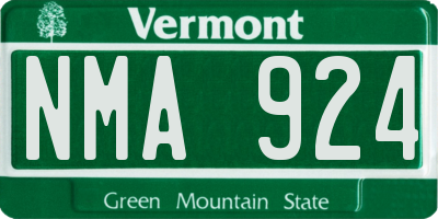 VT license plate NMA924