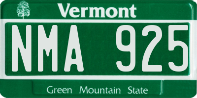 VT license plate NMA925