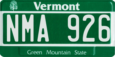VT license plate NMA926