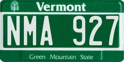 VT license plate NMA927