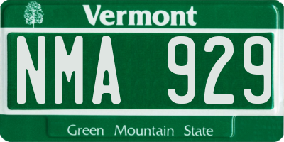 VT license plate NMA929