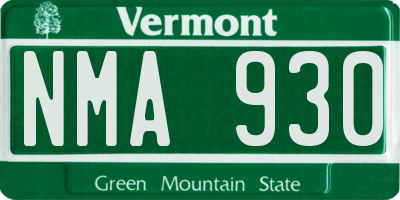 VT license plate NMA930