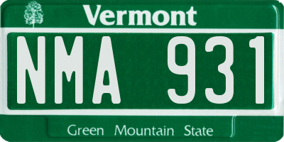 VT license plate NMA931