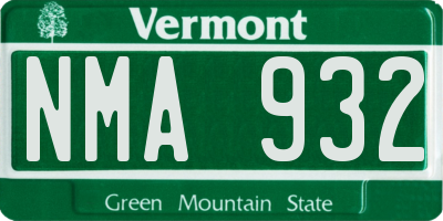 VT license plate NMA932