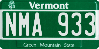 VT license plate NMA933