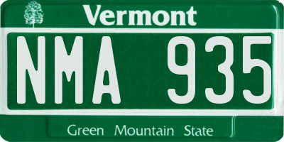 VT license plate NMA935