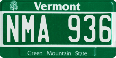 VT license plate NMA936