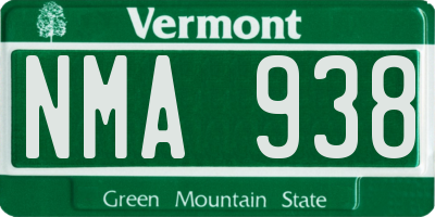 VT license plate NMA938
