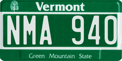 VT license plate NMA940