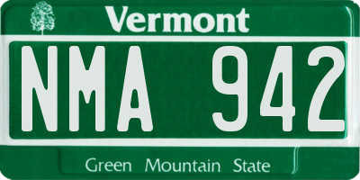 VT license plate NMA942