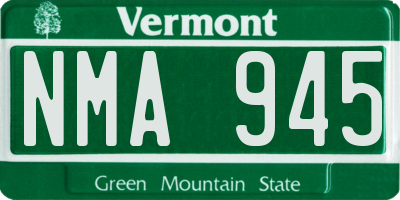 VT license plate NMA945