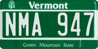 VT license plate NMA947