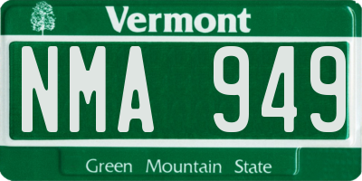 VT license plate NMA949